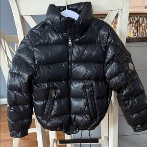 Moncler Black Kids Puffer Jacket with High Collar